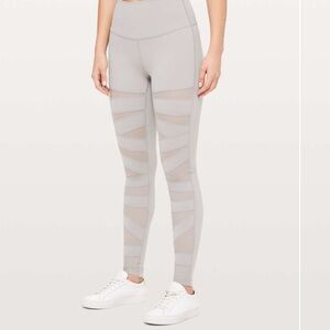 Lululemon Wunder Under Tech Mesh Panel Leggings Size 4 Dark Chrome Mid-High Rise